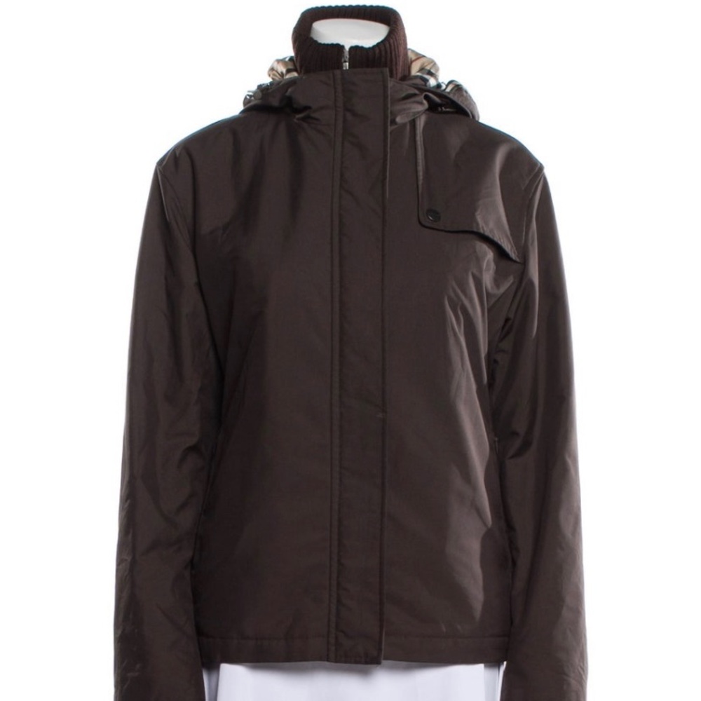 Burberry Utility Jacket, Brown, With Hood, Stand Collar